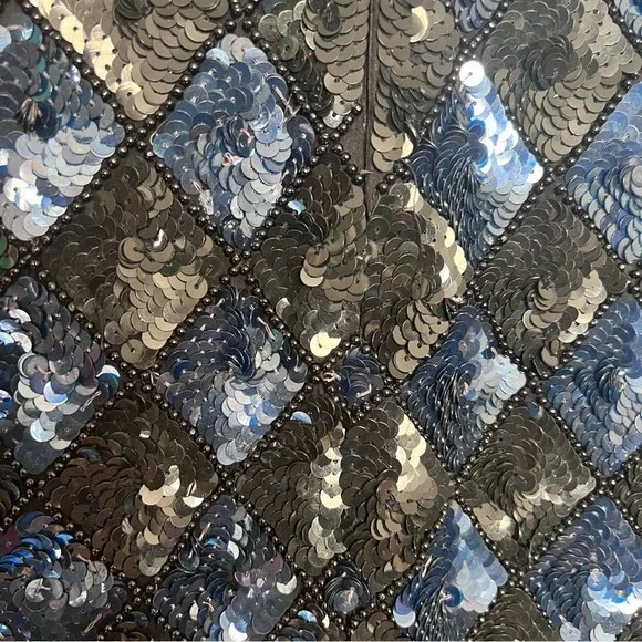 VTG Stenay Sequin Blue Dress SZ 10 Glam Party Wedding Cocktail Diamond - Picture 10 of 15